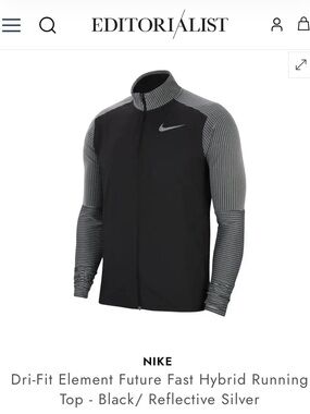 NIKE Dri-Fit Element Future Fast Hybrid Running Top - Black/ Reflective Silver